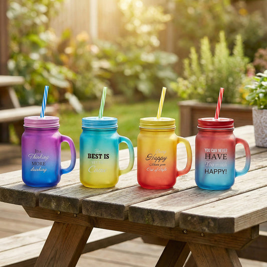 Glass Jar with Straw