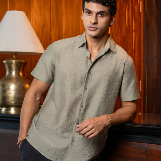Leo George men's short sleeve shirt 052878 - Green