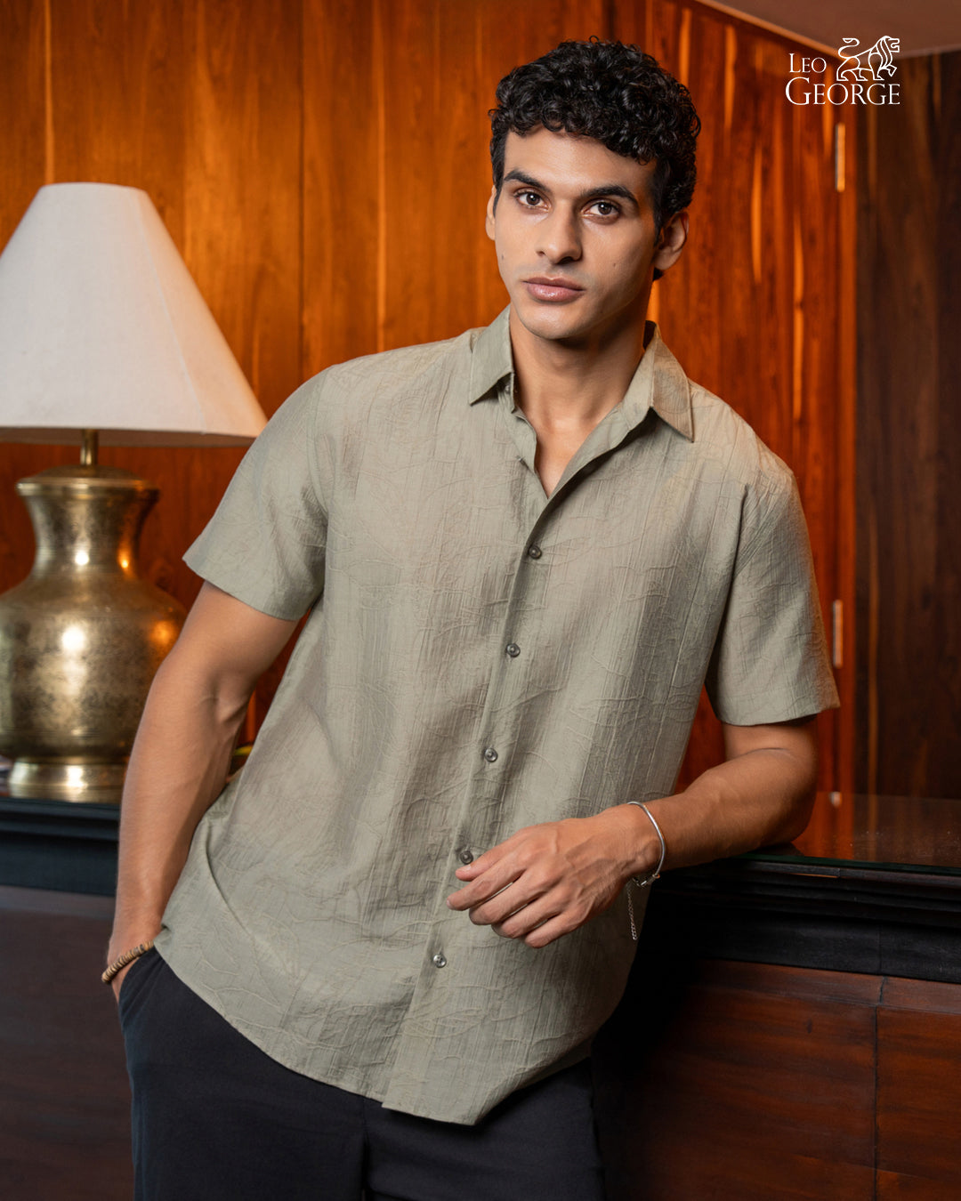 Leo George men's short sleeve shirt 052878 - Green