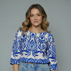 Women's Damask Print Jacquard Boatneck Blouse
