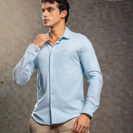 Leo George men's classic long sleeve shirt 052413 - Light Blue