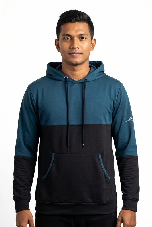 Men's Blue & Black Two-Tone Hoodie