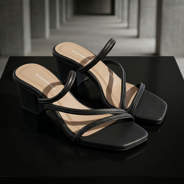 Women's Black Flat Slide Sandals