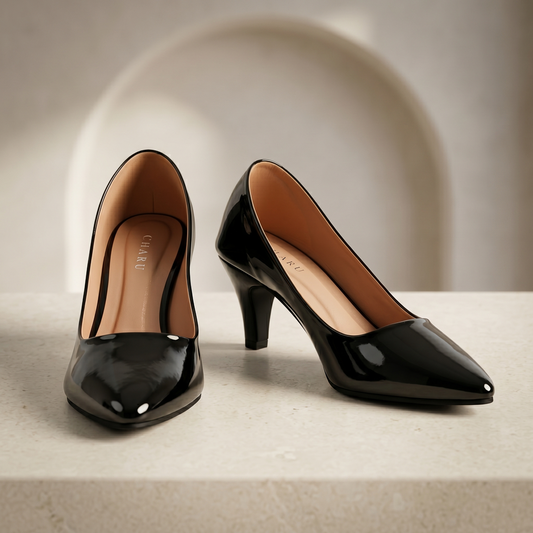 Women's Black Patent Shine Classic Pump Heels