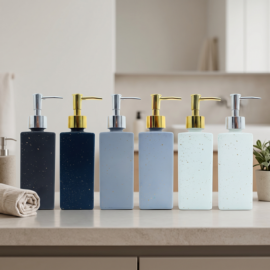 Marble Finish Soap Dispenser with Gold & Silver Pump