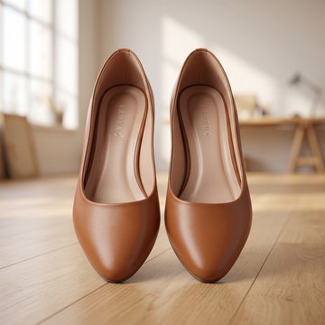 Women's Brown Round-Toe Ballet Flats