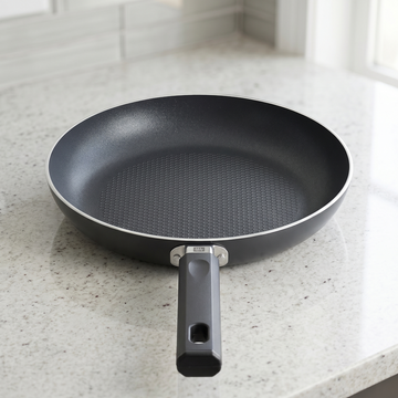 Black Non-Stick Frying Pan with Grey Handle