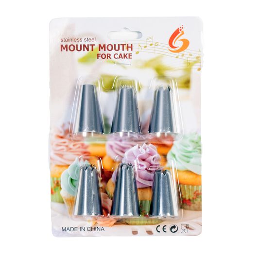 6-Piece Stainless Steel Cake Decorating Nozzle Set