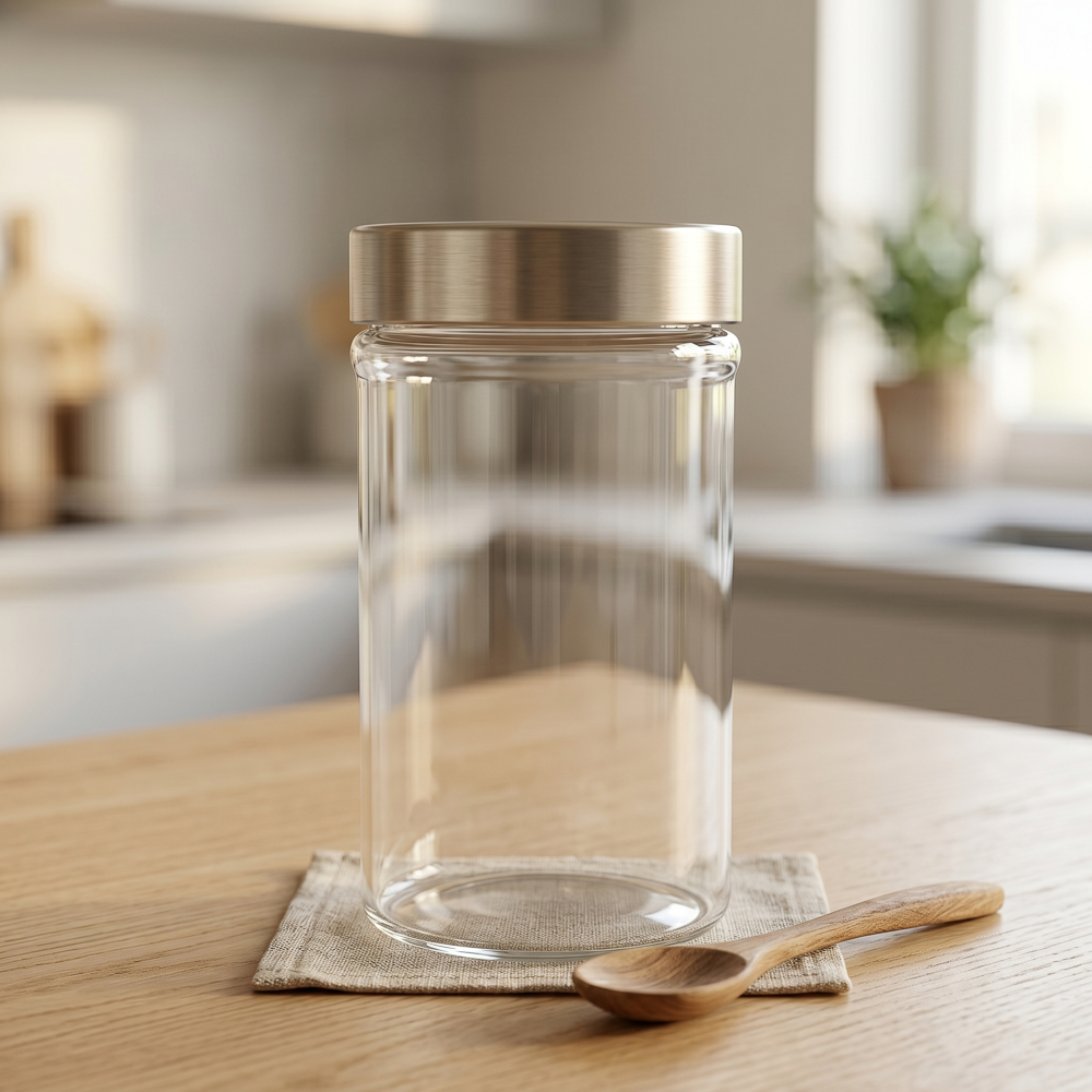 Wide Clear Glass Storage Jar – main product image