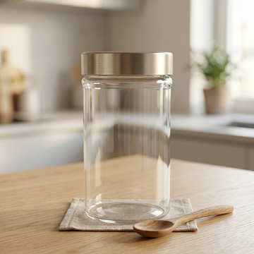 Wide Clear Glass Storage Jar – main product image