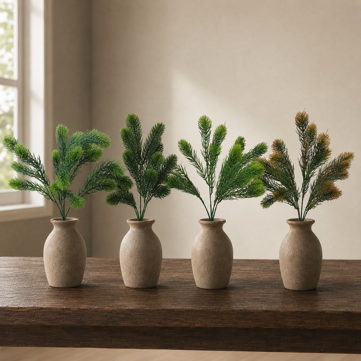 Decorative artificial pine stem for home arrangements