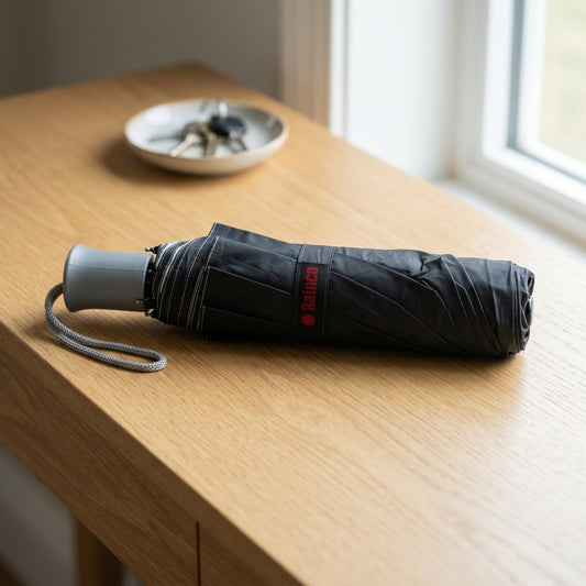 Compact triple-fold rain umbrella for daily travel