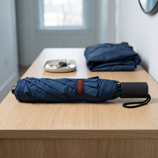 Portable double-fold everyday rain umbrella