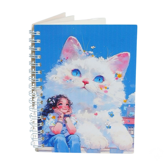 White Cat Spiral Notebook in Four Designs