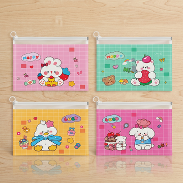 Cute Cartoon Zip Document Pouch
