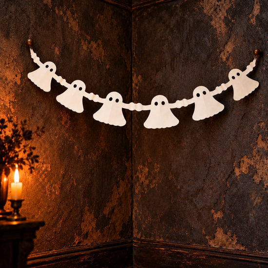 Halloween white ghost paper accordion garland hanging banner