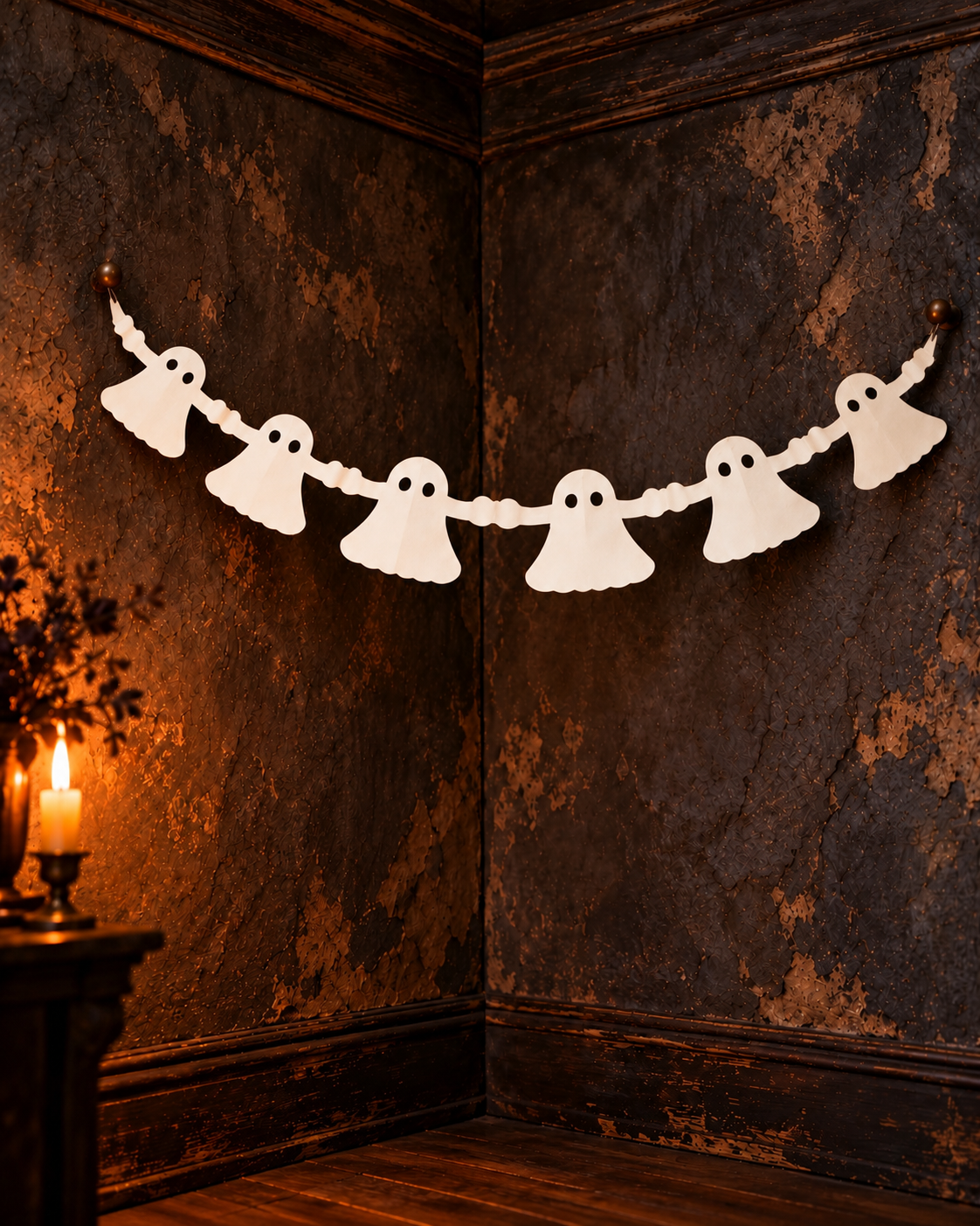 Halloween white ghost paper accordion garland hanging banner
