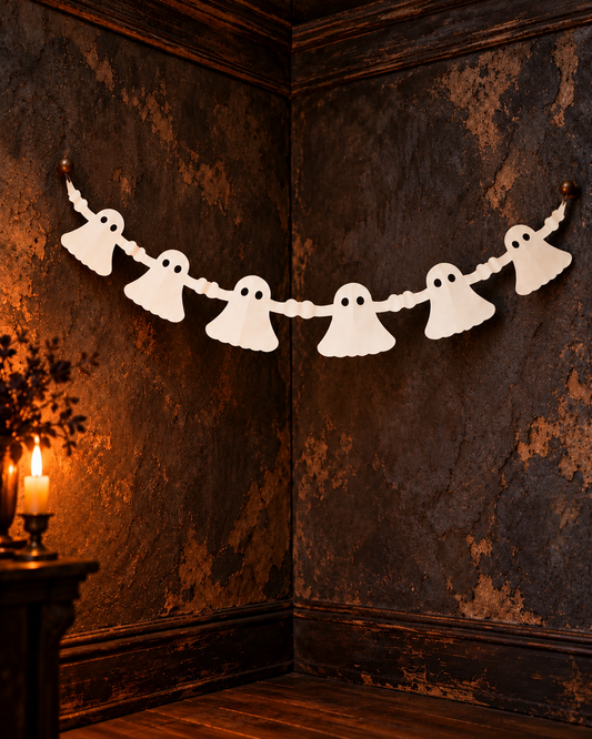 Halloween white ghost paper accordion garland hanging banner