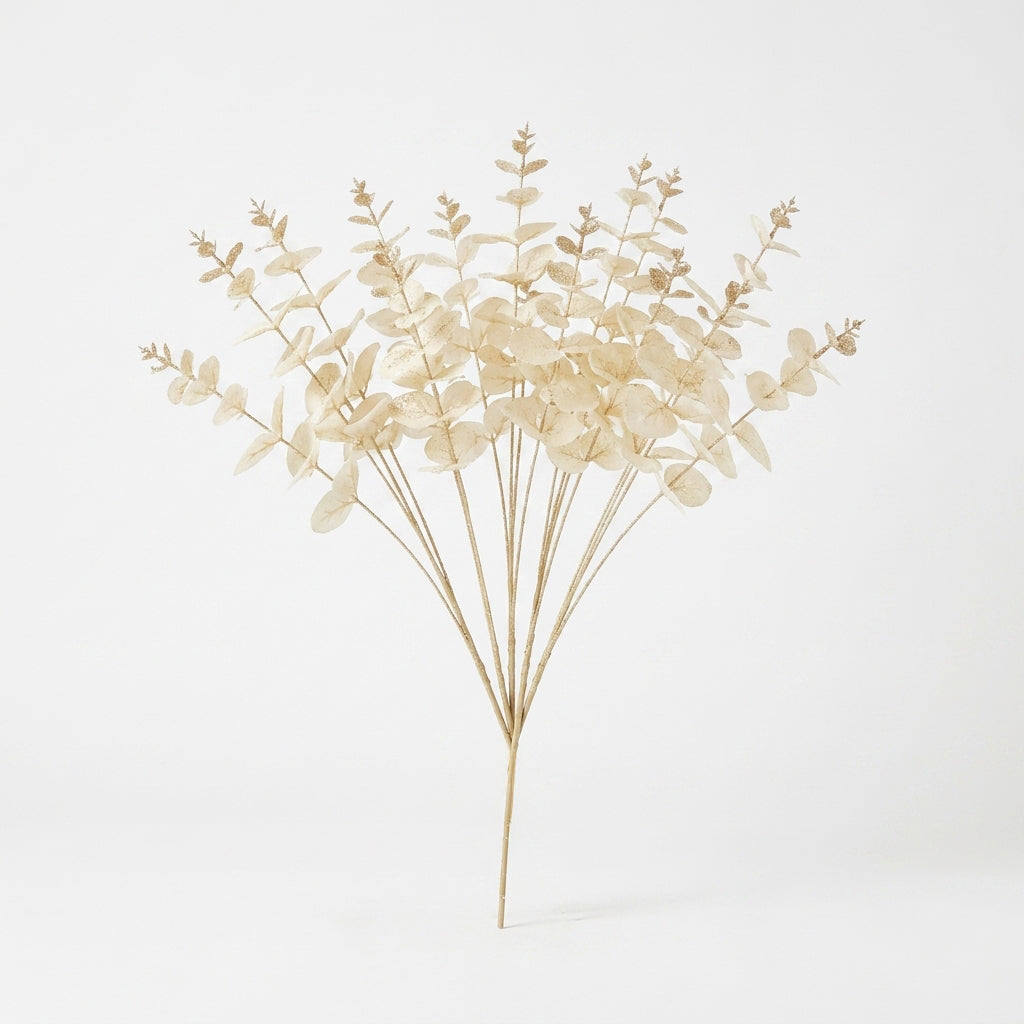 Artificial eucalyptus decorative stem in white