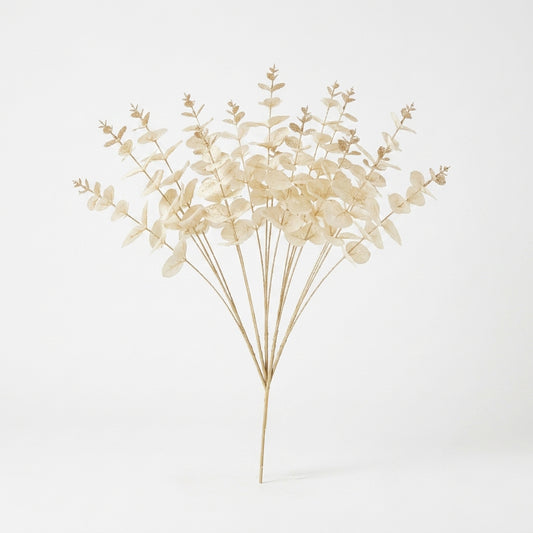 Artificial eucalyptus decorative stem in white