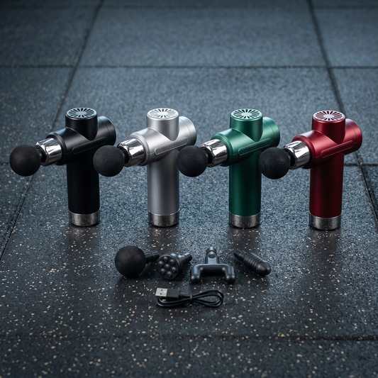 Percussion Massage Gun with Interchangeable Heads & USB Charging