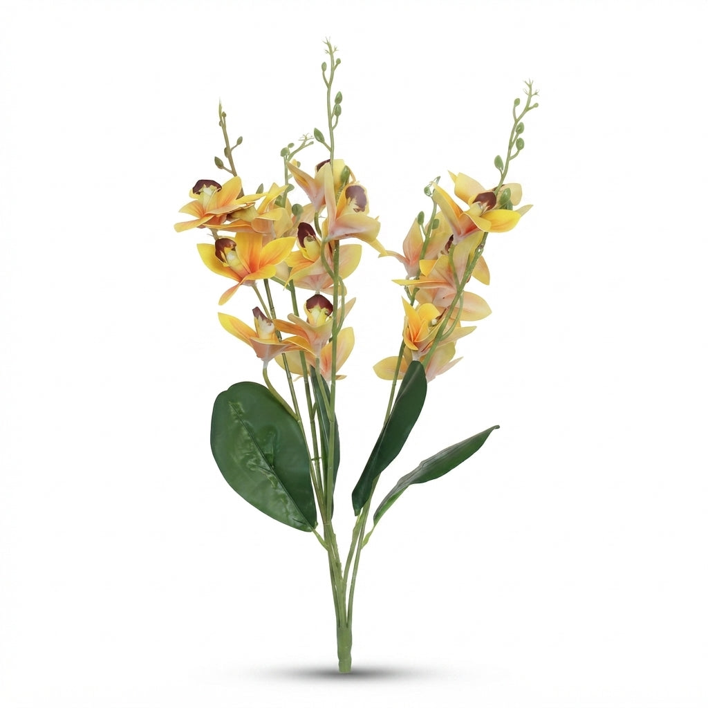 Artificial orchid flower stem in orange