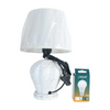 Fabric Shade Table Lamp — Minimalist Bedside & Desk Lamp in Gray & White