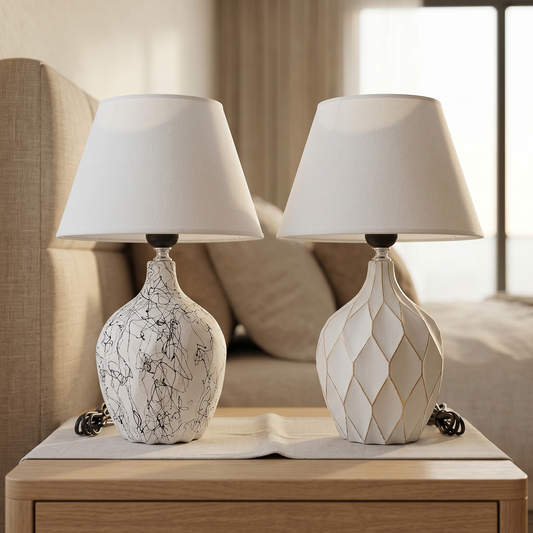 Large Ceramic Table Lamp with Empire Shade