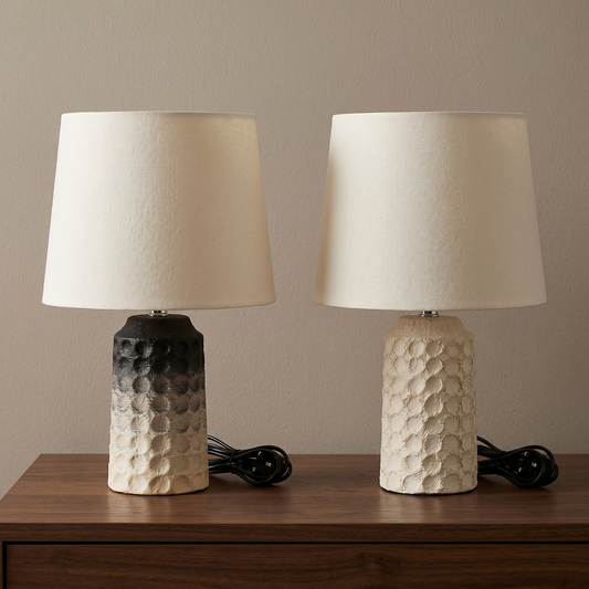 Ceramic Base Table Lamp with Empire Fabric Shade