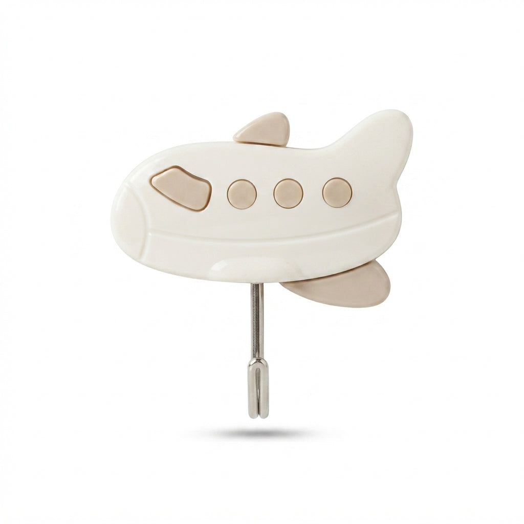 Compact decorative wall hook in cream