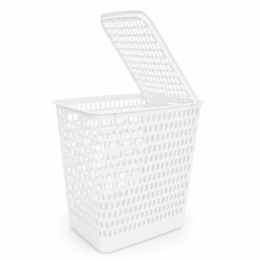 Large ventilated laundry basket in white