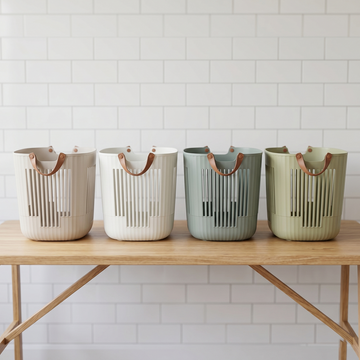 Woven Fabric Laundry Basket in Soft Neutral Tones