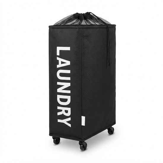 Slim laundry hamper in black for compact spaces
