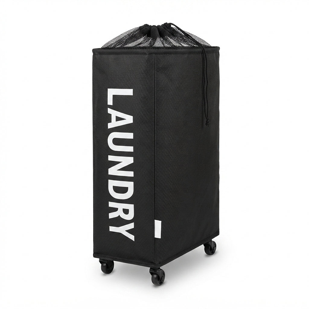 Slim laundry hamper in black for compact spaces