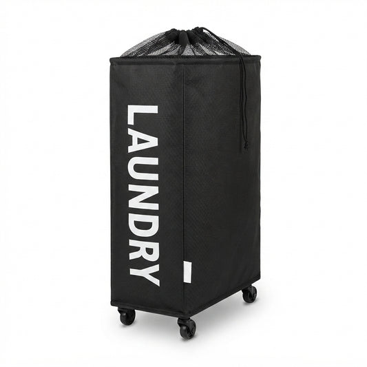 Slim laundry hamper in black for compact spaces