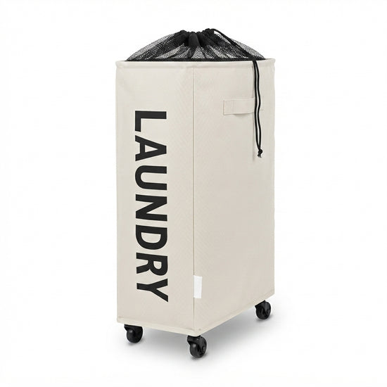 Slim laundry hamper in white for compact spaces