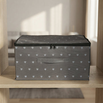 Foldable zip storage box for clothes and household items