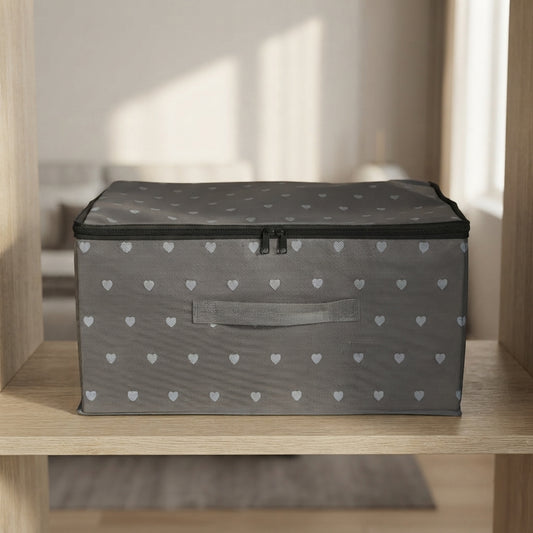 Foldable zip storage box for clothes and household items