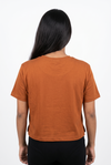 Women's Orange Crew Neck Crop Top