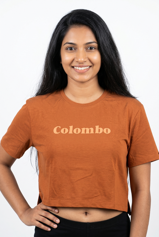 Women's Orange Crew Neck Crop Top