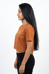 Women's Orange Crew Neck Crop Top
