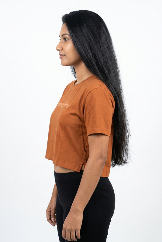 Women's Orange Crew Neck Crop Top