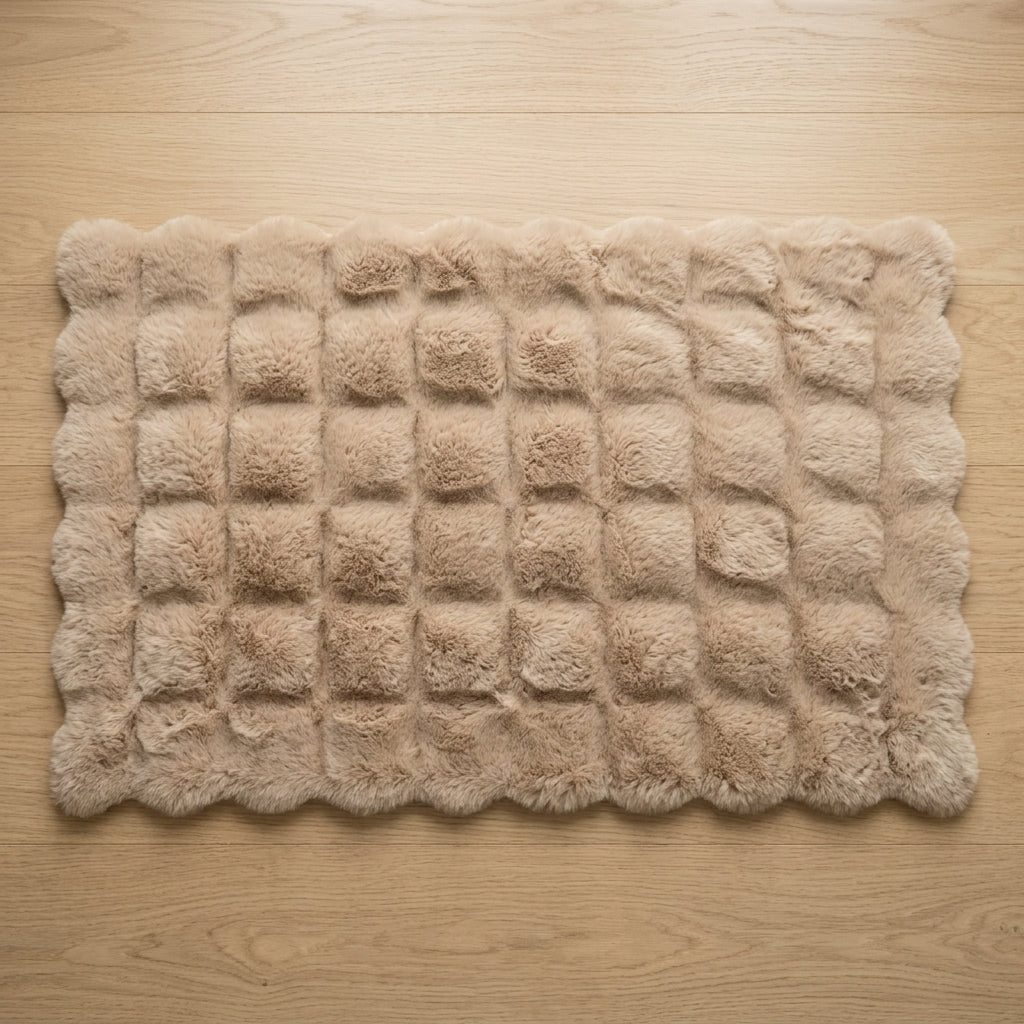 Soft rectangular floor mat in brown for home interiors