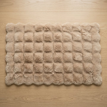 Soft rectangular floor mat in brown for home interiors
