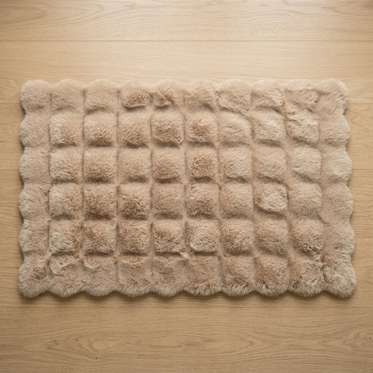 Soft rectangular floor mat in brown for home interiors