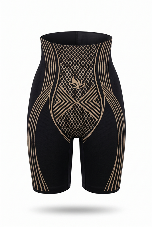 Black 4XL patterned high-waist shaping shorts