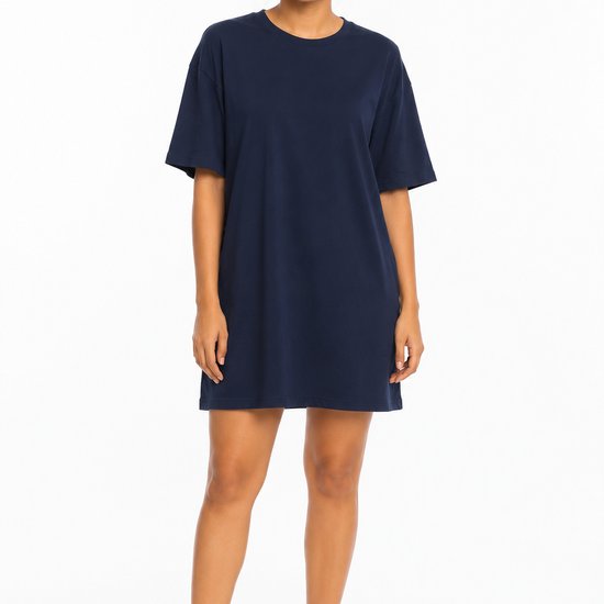 Women's everyday short sleeve casual dress in navy blue