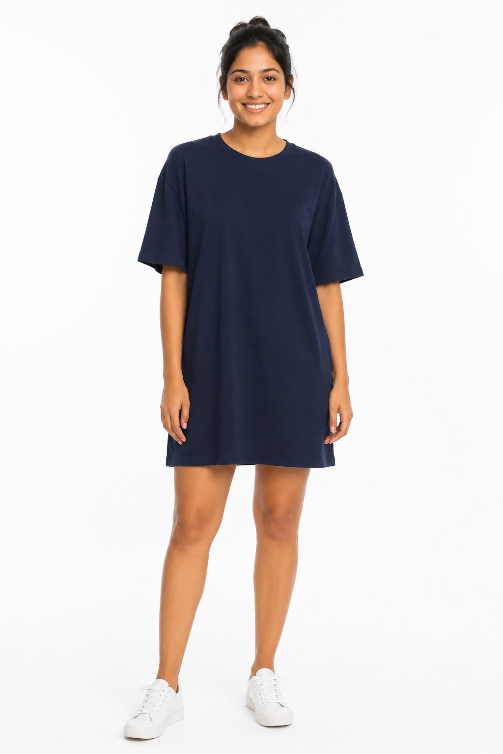 Women's everyday short sleeve casual dress in navy blue