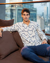 Leo George men's printed long sleeve shirt 052877 - Blue