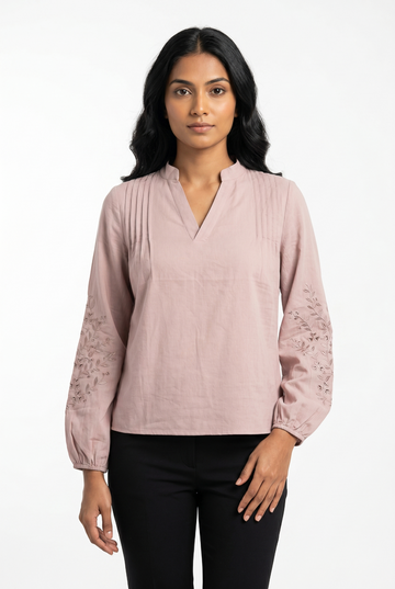 Women's Long Sleeve V-Neck Blouse